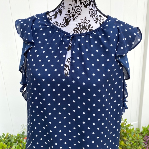J. Crew Women’s Dress Blue White Polka Dots - Picture 4 of 6